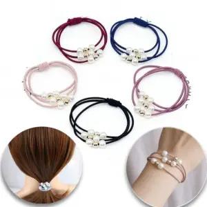 5종 진주 세줄 머리끈 (1p) 진주 헤어끈 헤어밴드 머리밴드 진주머리핀