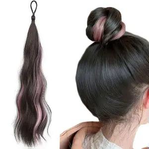 웨이브 볼륨 똥머리 땋은머리 부분가발 헤어밴드