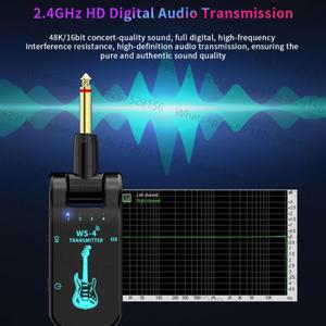 마이크 WS-4 2.4G 무선 기타 시스템 충전식 송신기 세트 (일렉트릭 베이스, 전자 관악기용)