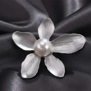 무광 106LPT56 핵진주 옷핀 골드 레트로 브로치 꽃잎 백진주 실버