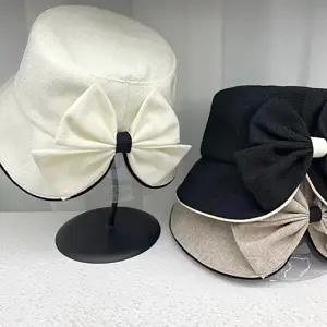 성인여성모자 린넨절개왕리본 벙거지 봄 여름모자 얇은원단 여성 여자 모자 버킷햇 여름 준캡 여성 봄 여자