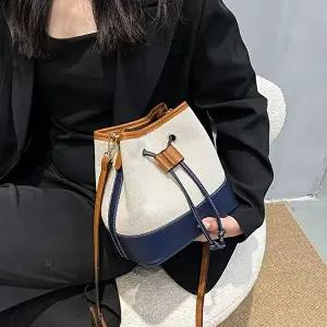 여성숄더백 여성 배색 복조리 미니 버킷백 숄더 크로스 가방