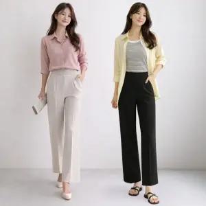 제이셀라 슬랙스2종 여성 세미와이드핏 군살커버 매직터치 슬랙스 2종