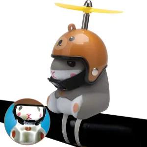 가볍고 헬멧이 달린 우누 덕 자전거 벨 귀여운 햄스터 경적 대시보드 장식 오토바이 고무 오리 자동차