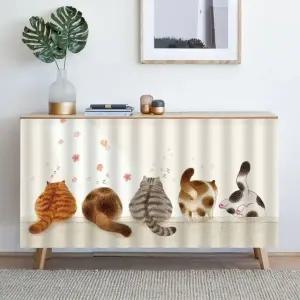 무타공 찍찍이 가림막 커튼 가리개 수납장 벨크로 바란스 고양이 식물 100X70cm