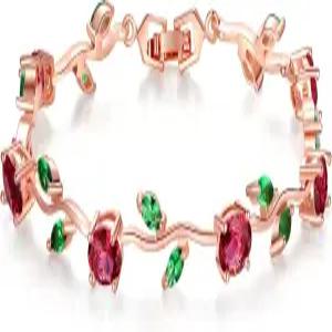 BISAER 사랑스러운 화이트 골드 도금 AAA 큐빅 지르코니아 보석 꽃 덩굴 7인치 엄마용 팔찌