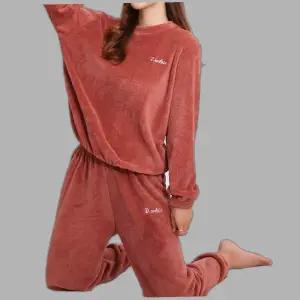 여성 겨울 따뜻한 투피스 파자마 세트 홈웨어 스타일