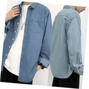 청난방 남여공용 빅사이즈 크롭 레이어드 슬림핏 셔츠남방