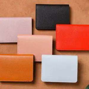 반지갑 수납력 심플 데일리 인조 가죽 반지갑 깔끔 남녀공용 선물용 휴대용 똑딱이 신분증 소형 카드 지폐