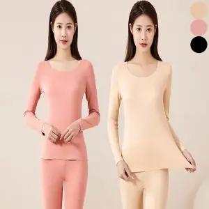 여성 겨울 데일리 내복 스판 이너 U넥 얇은 내의세트 QcP3+3VJr