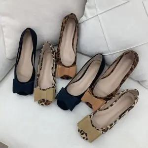 메리제인구두 스웨이드 플랫 리본 단화 호피 캐주얼 로퍼