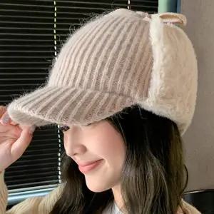 귀마개 퍼 캡 니트 여성 모자 겨울 스키 방한 여자 가을
