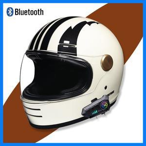 Bluetooth를 탑재한 레트로 풀페이스 오토바이 헬멧 - 오프로드 기능, 내구성 있는 소재 - 향상된 안전성을