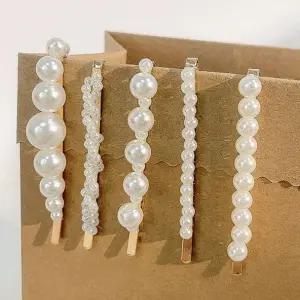 진주장식 헤어핀 단발 반묶음 사계절 헤어 액세서리 qbd7+4HmF