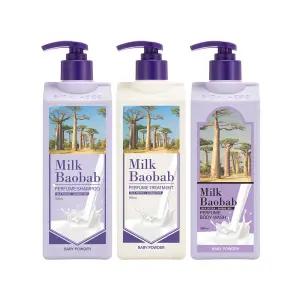 밀크바오밥 퍼퓸 샴푸+트리트먼트+바디워시 베이비파우더 500ml 3개