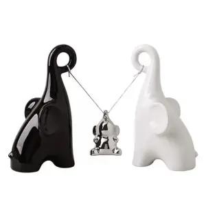 북엔드 대형 소품 흑백 코끼리 오브제 인테리어 거실 장식