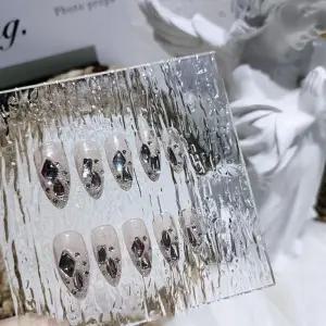 다이아 셀프네일아트 세트 24pcs 웨딩 젤 디자인 붙이는스티커 젤팁 재료 여름 플라워 손톱 젤네 는젤 연장