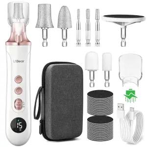 라이트베어 전기 네일 드릴 파일 세트 두꺼운 발톱용 스피드 전문 그라인더 15개 여성용 무선 페디큐어