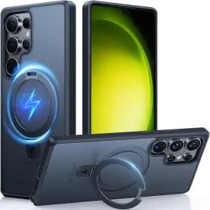 TORAS 업그레이드된 삼성 갤럭시 S24 울트라 케이스용 마그네틱 링 스탠드 [매그세이프에 적합] 군용 등급