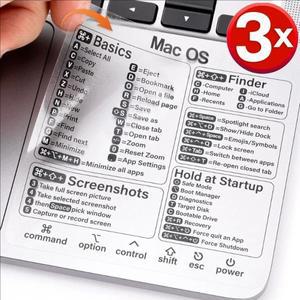 노트북 키보드 참조 단축키 스티커, MacBook Air Pro 투명 방수 빠른 가이드 Windows용