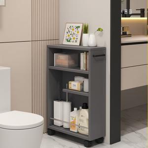 화장실 슬림 틈새 수납장 이동식 사이드 욕실 정리함 15cm 폭 화이트