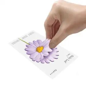 데이지꽃 모양 접착식 메모지 보라 화이트 패턴 수첩 필기 독서 학습 책상 사무용