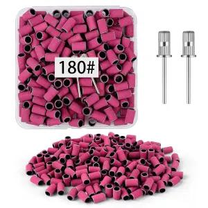 베비티 네일 드릴용 샌딩 밴드 200개 180 그릿 스몰 2개의 3/32인치 드릴 비트 아크릴 젤 매니큐어 및