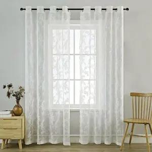 가정용품 로망티크 화이트 레이스 커튼 2장 긴 창문 베란다 속커튼