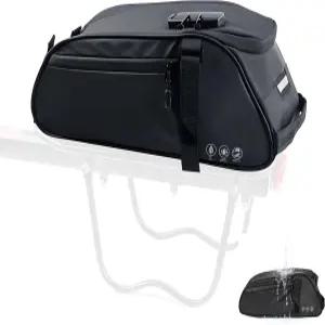 코드 잠금 장치가 있는 TGpao 방수 리어 바이크 랙 백 자전거용 리플렉티브 배터리 여행용 출퇴근용 8L