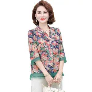 50대 블라우스 꽃무늬 여름 엄마옷 빅사이즈 아줌마