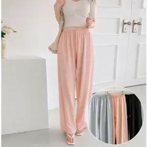 에어링 플리츠 와이드 밴딩 팬츠 3color 여리핏 찰랑 주름 롱 일자 바지
