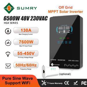 SUMRY 6.5KW 오프그리드 태양광 인버터 48VDC 220VAC 순수 사인파 MPPT 충전기 LCD 하이브리드