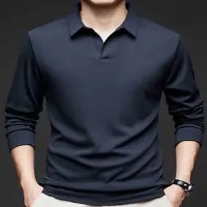 남자 긴팔 티셔츠 데일리 출근룩  봄 가을 베이직 오픈카라티 정장티 오픈 카라 레이어드