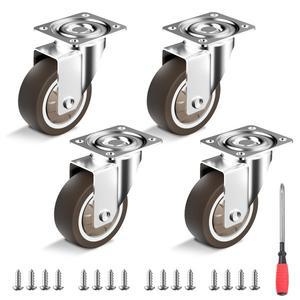 캐스터 휠 1/2인치  헤비 듀티 가구용 4개 세트  고무 소음 없음  책상  TV 스탠드  커피 테이블용으로 설