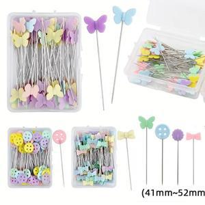 100개/박스 재봉용 평머리 핀 세트 퀼팅 보관함 정리함 포함 DIY 공예 액세서리