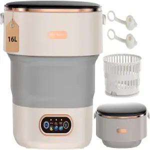 소형 의류와 속옷에 적합한 휴대용 세탁기 미니 접이식 16L 스핀 바스켓 포함 아파트 RV 여행 캠핑 3가지