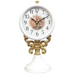 [Deco] 탁상용 주석 시계 화이트 도트 패턴 조용한 무소음 인테리어 소형 시계 제조국산