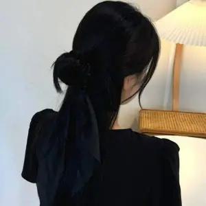 [골드스마일]포인트 리본 헤어밴드 곱창 머리끈 블랙 스타일 머리끈 엘라스틱