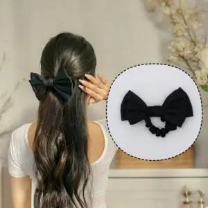 [골드스마일]블랙 대형 리본 헤어밴드 머리끈 곱창 머리끈 곱창밴드 머리묶음