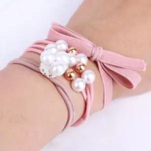 핑크 컬러 심플 헤어밴드 머리끈 고무줄 머리방울 머리묶음