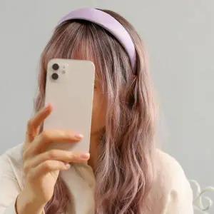 [골드스마일]새틴 퍼프 헤어밴드 라벤더 컬러 머리띠 볼륨감 있는 스타일링