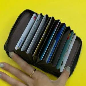 인조가죽 지퍼 휴대용 미니 카드 지갑 케이스 교통카드 명함 지갑