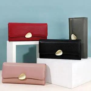 골드 버튼 여성용 다목적 세련된 장지갑 카드 수납 미니 명함