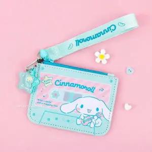 귀여운 캐릭터 스트랩 소가죽 카드지갑 슬림형 휴대용 지폐 수납