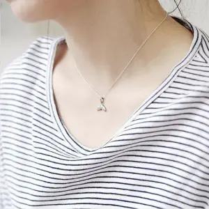 행운을 가져다주는 돌고래 고래 꼬리 925 실버 목걸이 남녀공용