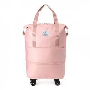 확장형 다목적 보스턴 가방 이동식 여행용 캐리어 핑크 바퀴 탈착