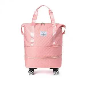 2단 확장형 보스턴 가방 캐리어 여행용 트래블 캐리어백 핑크 바퀴