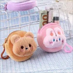 귀여운 캐릭터 미니 지갑 카드 동전 수납 파우치 휴대용 아크릴