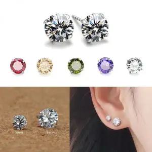 큐빅 스터드 실버귀걸이 925 은침 라운드 데일리 이어링 컬러
