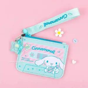 [셀러에이드]귀여운 캐릭터 스트랩 소가죽 카드지갑 슬림형 휴대용 지폐 수납